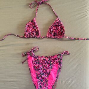 Floral Hot Pink Bikini Set